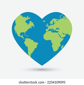 Heart world shape icon in vector format