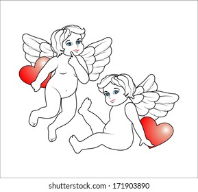 heart worms; love; love; love; vector; card; postcard; Amur; gift; souvenir; form; date; number; baby; wings; angel; children; Saint Valentine