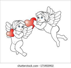 heart worms; love; love; love; vector; card; postcard; Amur; gift; souvenir; form; date; number; baby; wings; angel; children; Saint Valentine