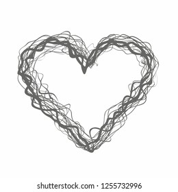 
Heart woven from lines. Vector illustration