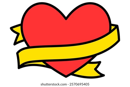 Heart wrapped around label, Simple and cute Valentine's Day icon, Vector Illustration