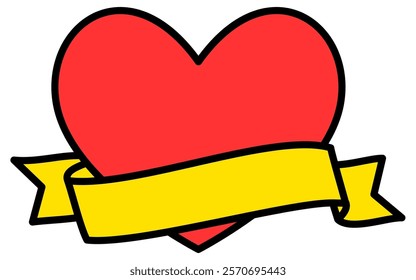 Heart wrapped around label, Simple and cute Valentine's Day icon, Vector Illustration