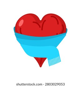heart wrapped in a scarf. Symbol of warm love, care, comfort, and emotional support. Perfect for Valentine’s Day, romantic, and relationship-themed designs.