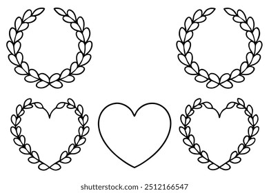 Heart Wreath Line Art ilustra ternura e conexão