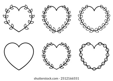 Heart Wreath Line Art Showcases Timeless Love Symbolism