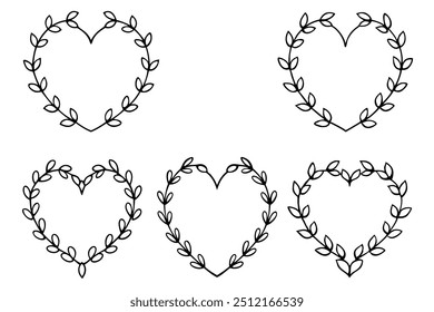 Heart Wreath Line Art Symbolizes Eternal Affection