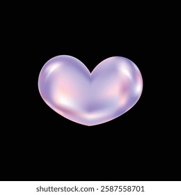 Heart Y2K element with pastel hologram holographic chrome 3d effect. illustration vector premium.