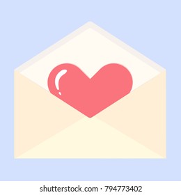 Heart in a yellow envelope for love vector 