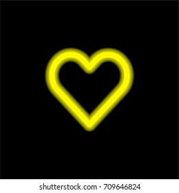Heart yellow glowing neon ui ux icon. Glowing sign logo vector