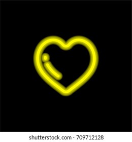 Heart yellow glowing neon ui ux icon. Glowing sign logo vector
