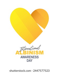 Heart with yellow ribbon inside. International Albinism Awareness Day. Symbol of a rare non-contagious genetic inherited condition. Vector illustration on a white background.