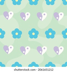Heart Yin Yang Daisy Fashion Textile Phone Case Wall Paper Stationary Pattern Seamless