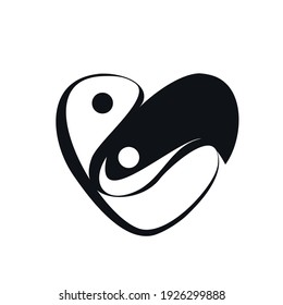 Heart Yin Yang logo icon sign Hand drawn