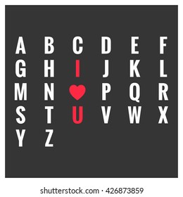 I Heart You in Alphabets (Vector Design Love Concept)