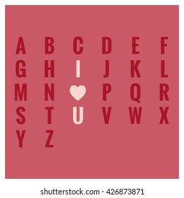 I Heart You in Alphabets (Vector Design Love Concept)