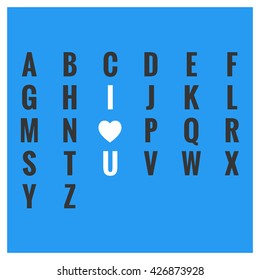 I Heart You in Alphabets (Vector Design Love Concept)