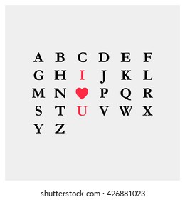 I Heart You in Alphabets (Vector Design Love Concept)