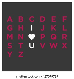 I Heart You in Alphabets (Vector Design Love Concept)
