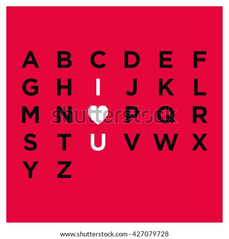 heart you alphabets vector