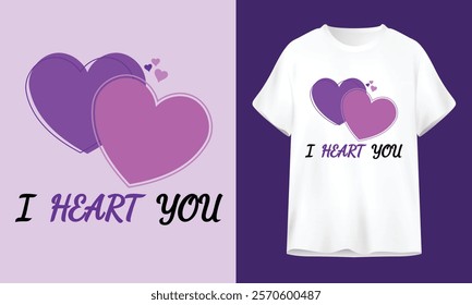 I heart you valentines day Tshirt design