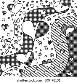 Heart zen tangle and doodle. Vector zentangle and zendoodle love. Valentine day coloring book