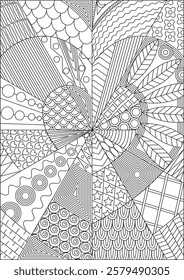 Heart zentangle art valentine vector coloring page for adult