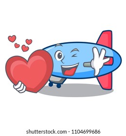 With heart zeppelin mascot cartoon style With heart zeppelin mascot cartoon style