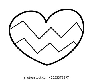 Herz mit einem Zickzackmuster. Clip Art Doodle-Illustration.