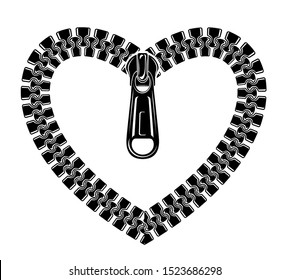 Heart with zipper logo icon. Simple style vetor illustration.