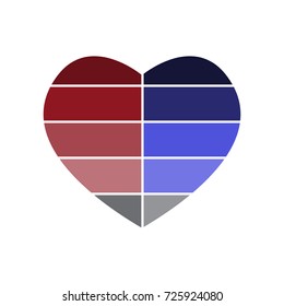 Heart zone logo, red zone and blue zone. isolate on white background.