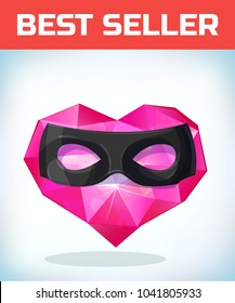Heart in zorro mask. Heart Icon Vector. Love symbol. Valentine Day sign. Cartoon Vector illustration