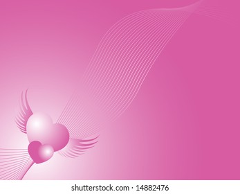 heart-angel with wings and wave elements, wallpaper