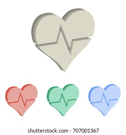 Heartbeat - 3d isometric vector icons. Illustrations isolated for graphic and web design.