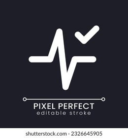 Heartbeat animation effect applying pixel perfect white linear ui icon for dark theme. Added editing feature. Vector line pictogram. Isolated user interface symbol for night mode. Editable stroke