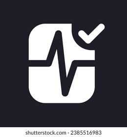 Heartbeat animation effect applying white pixel perfect solid ui icon. Added editing feature. Silhouette symbol for dark mode. Glyph pictogram on black space for web, mobile. Vector isolated image