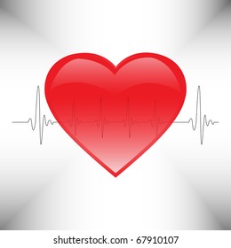 Heartbeat in the background of the electrocardiogram, vector illustration, eps10