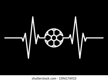 Heartbeat with Ball Shape Centered Line isolated on black  background