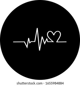 Heartbeat in black circle icon. Heart pulse. cardiogram. Beautiful healthcare, medical. Modern simple design. Icon, sign or logo. Beat pulse icon. Heart care cardiology. World heart day