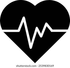 Heartbeat Black Silhouette Vector - Minimalist Heartbeat Line Art Design
