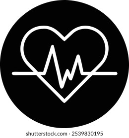 Heartbeat Black Silhouette Vector - Minimalist Heartbeat Line Art Design
