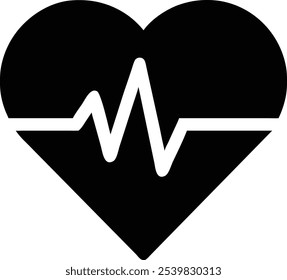 Heartbeat Black Silhouette Vector - Minimalist Heartbeat Line Art Design
