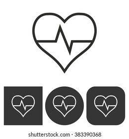 Heartbeat    -  black and white icons. Vector illustration. 