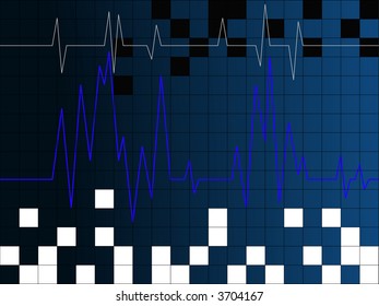 Heartbeat with blue grib and white squares