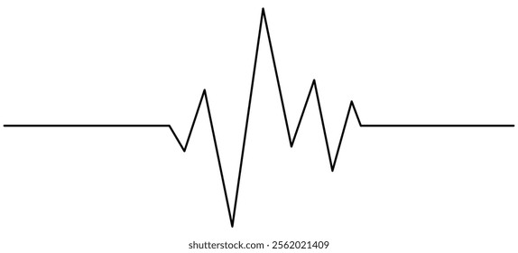 Heartbeat cardiogram continuous line art drawn. Heart pulse and rate symbol. Vector illustration isolated on white.