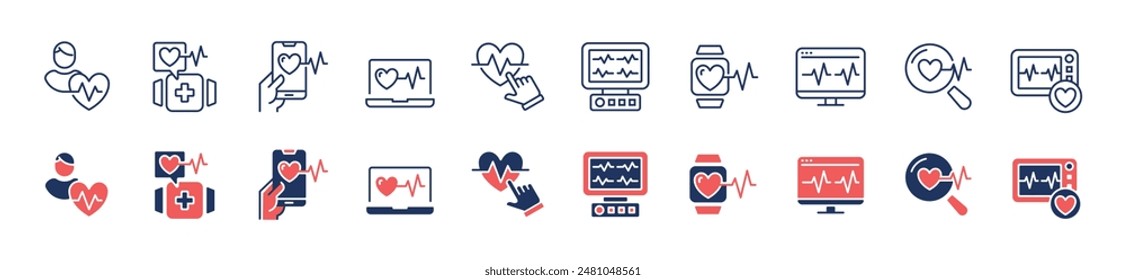 latido cardiograma diagnóstico monitorización icono Vector set pulso onda salud médica cardiología vida onda signos ilustración