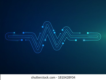 Heartbeat or cardiogram in form of line on blue background