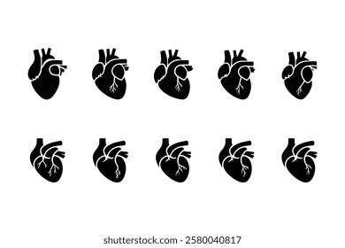 "Heartbeat  Cardiovascular Icons – Human Heart Anatomy Vector Set"