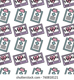 heartbeat and checklist medical seamless pattern image