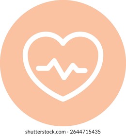 Heartbeat Circle Icon with Clean Flat Style