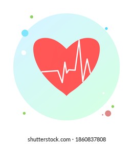 Heartbeat in circle icon. Heart pulse in round shaped icon.  Beautiful healthcare and medical. Modern simple design icon, sign or logo. Beat pulse icon. Heart care cardiology. World heart day.